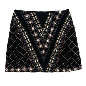Missguided Beaded Embellished Miniskirt - size 4 in Black